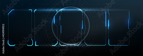 Futuristic Vector HUD Interface Screen Design. Digital callouts titles. HUD UI GUI futuristic user interface screen elements set. High tech screen for video game. Sci-fi concept design.	