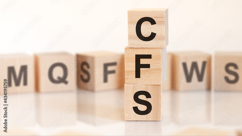 word cfs from wooden blocks with letters, concept word cfs from wooden blocks with letters, concept