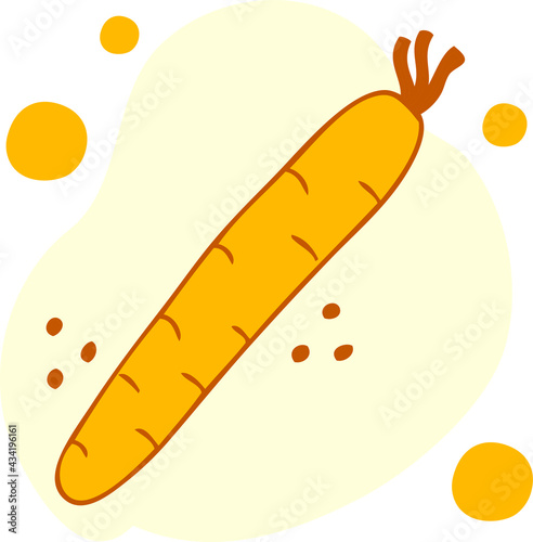Simple doodle of carrot. Cartoon style. Hand drawn vector illustration. Design for T-shirt, textile and prints.
