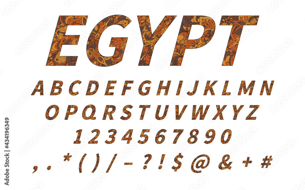 Obraz premium Ethnic font. Ornament alphabet. Vector abc set