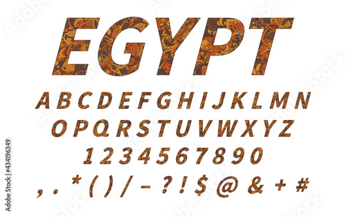 Ethnic font. Ornament alphabet. Vector abc set