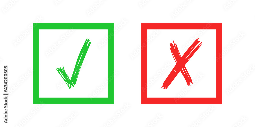 Hand drawn check and cross sign elements