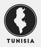 Tunisia icon. Round logo with country map and title. Stylish Tunisia badge with map. Vector illustration.