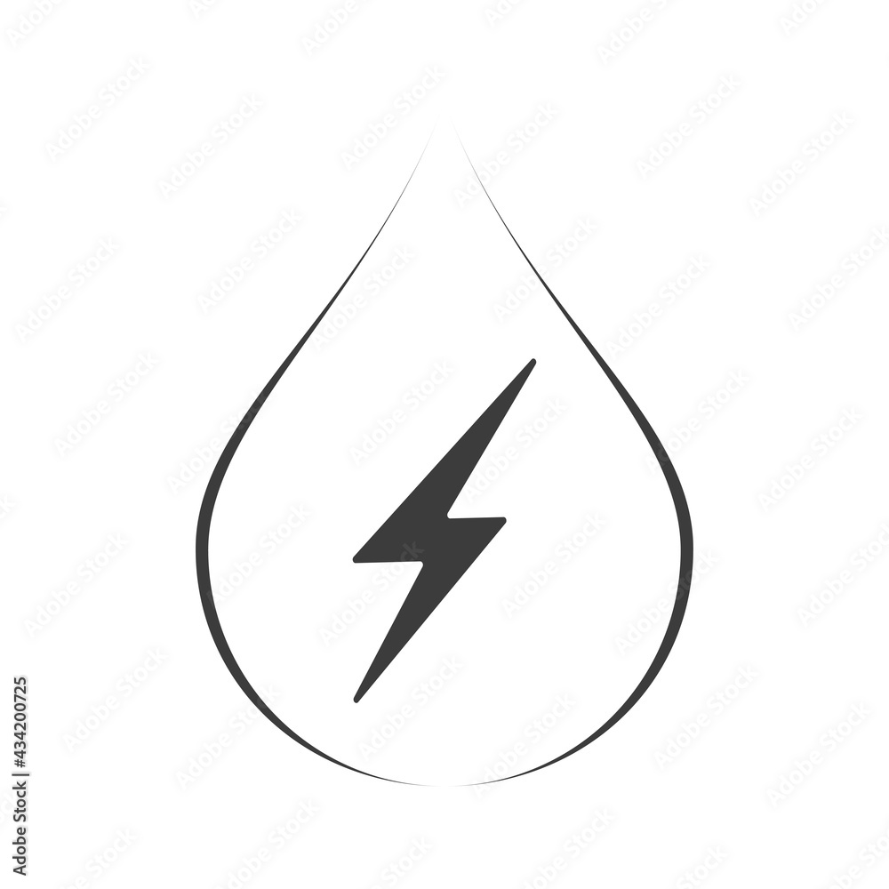 Water energy icon. Ecology in a drop of water. Alternative energy concept. Water energy icon. Ecology in a drop of water. Alternative energy concept.