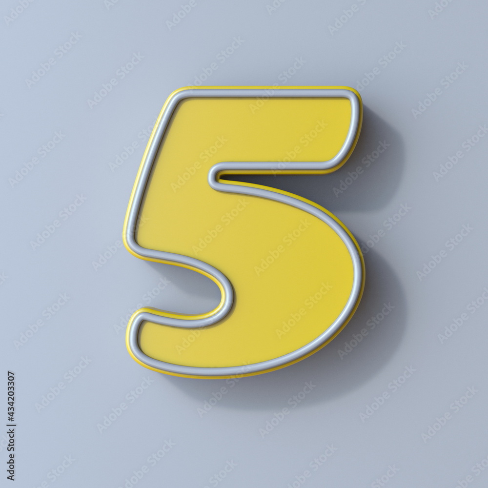 Yellow cartoon font Number 5 FIVE 3D Yellow cartoon font Number 5 FIVE 3D