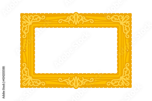 Classic gold picture frame or photo frame in simple vector icon