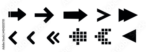 Different arrow sign collection. Black vector arrows.
