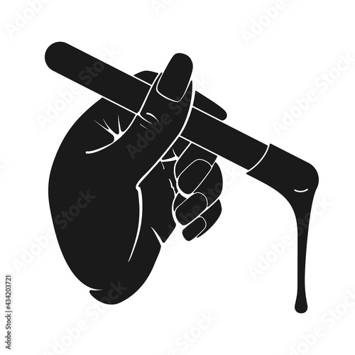 Professional beautician waxing or hand with wax for hair removal concept in vector icon