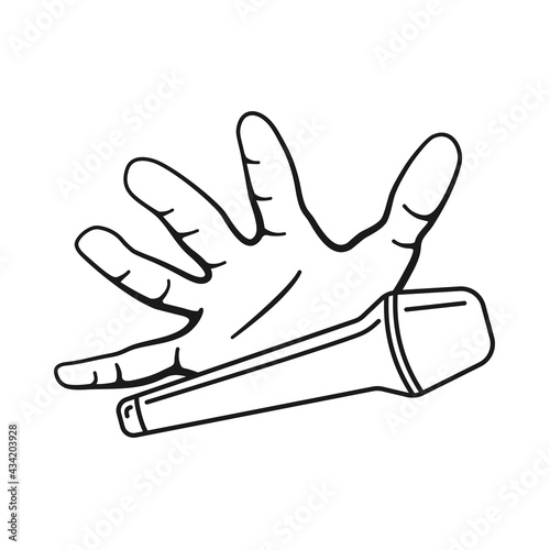 Hand dropping microphone for mic drop concept in vector icon