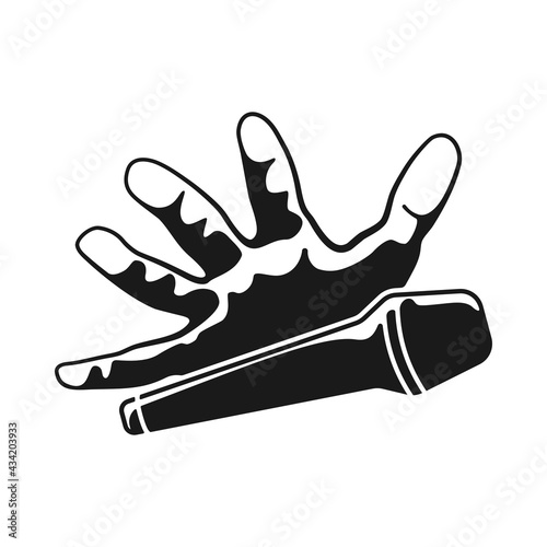 Hand dropping microphone for mic drop concept in vector icon