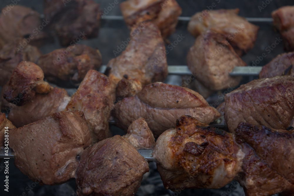 fried kebabs on skewers