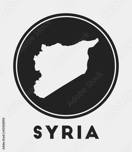 Syria icon. Round logo with country map and title. Stylish Syria badge with map. Vector illustration.
