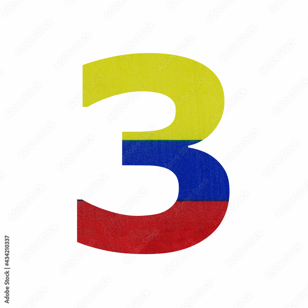 Digit number 3 - Colombia flag colors Digit number 3 - Colombia flag colors