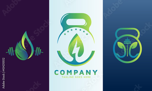 Energy logo set with fitness icon