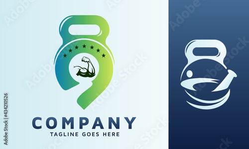 parking app with dumbbell and fitness icon vector logo design.