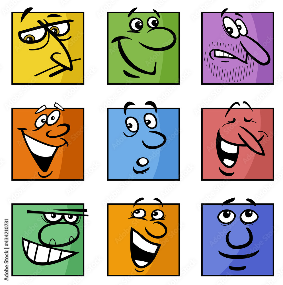 faces or emoticons cartoon illustration set faces or emoticons cartoon illustration set