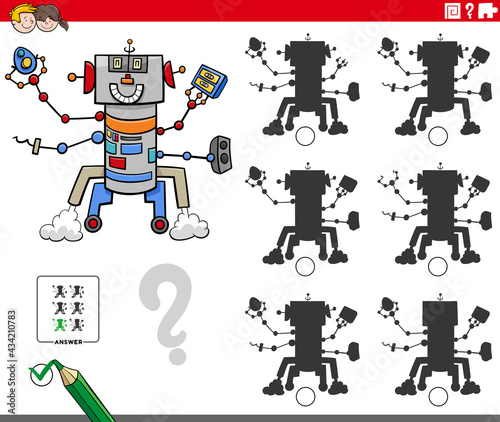 educational shadows game with cartoon robot character