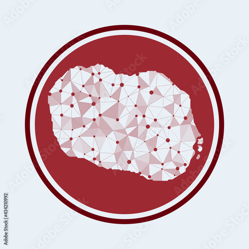 Rarotonga icon. Trendy tech logo of the island. Geometric mesh round design. Technology, internet, network, telecommunication concept. Vector illustration.