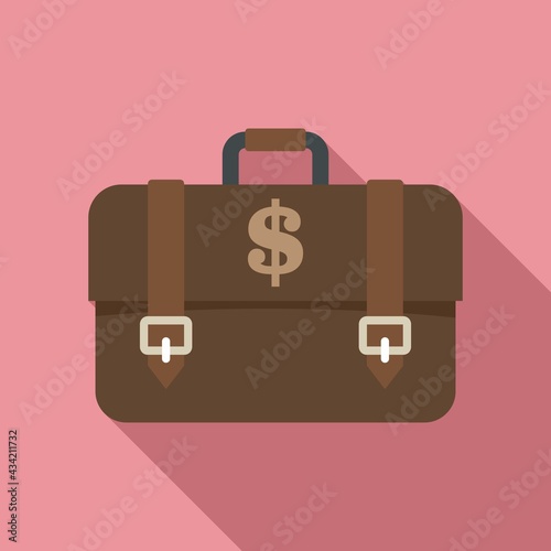 Bank teller briefcase icon, flat style