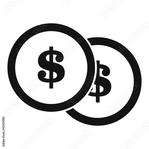 Bank teller dollar coins icon, simple style