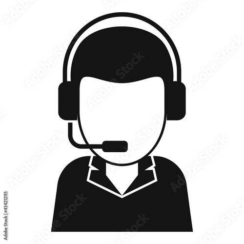 Bank teller call support icon, simple style