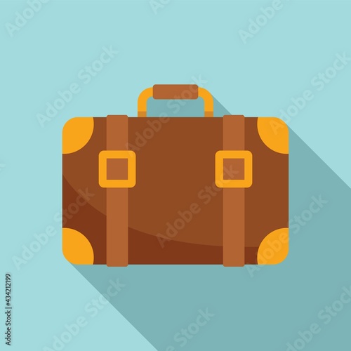 Hitchhiking suitcase icon, flat style