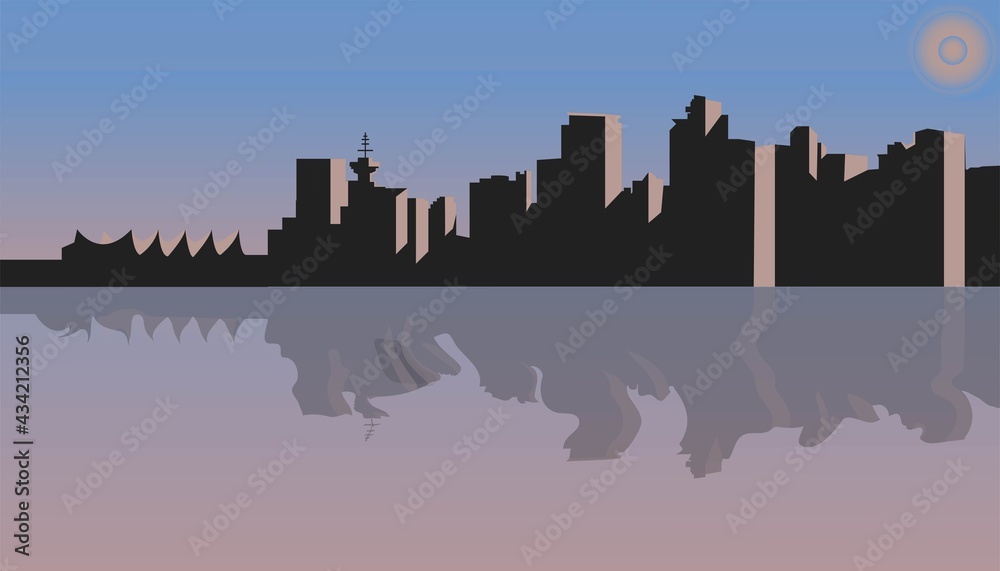 Fototapeta premium City silhouette flat Landscape background design vector illustration 