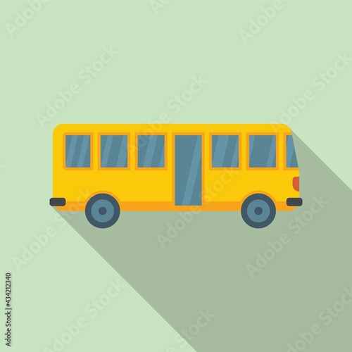Hitchhiking bus icon, flat style