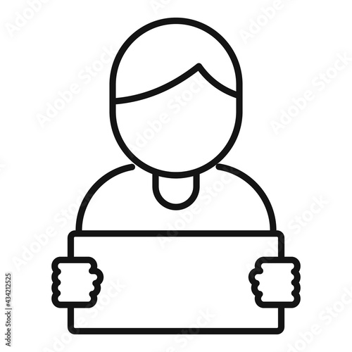 Hitchhiking boy icon, outline style
