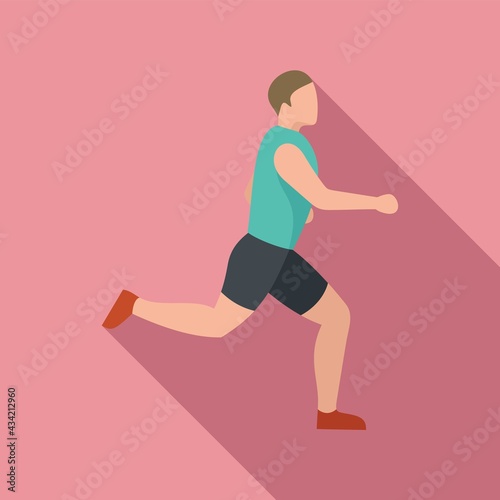 Running sportsman icon, flat style