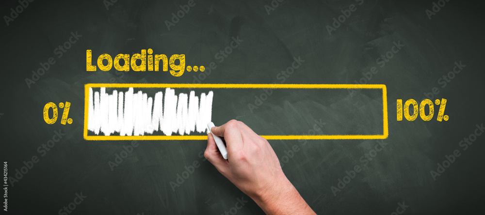 Fotografia do Stock: hand drawing a loading bar with the text LOADING ...