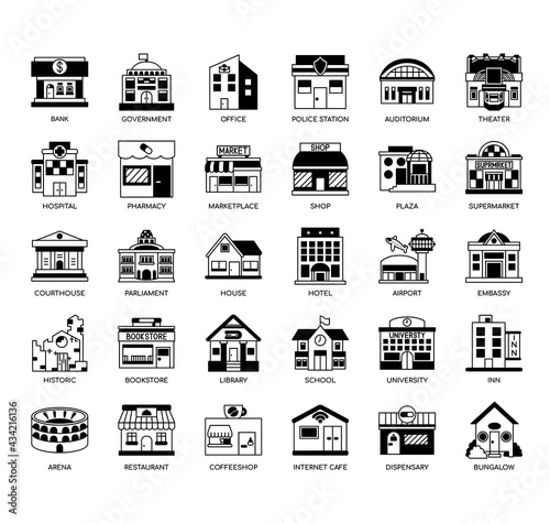 Set of Building 1 thin line and pixel perfect icons for any web and app project.