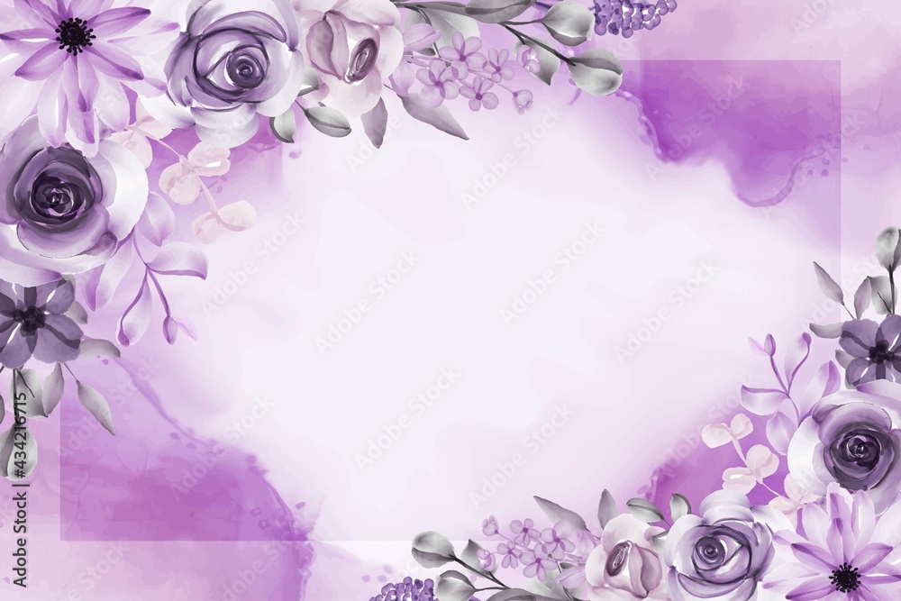 Beautiful flower and leaves purple background Stock Vector | Adobe Stock