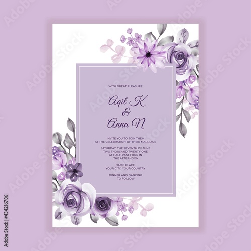 Фотография wedding invitation purple flower watercolor