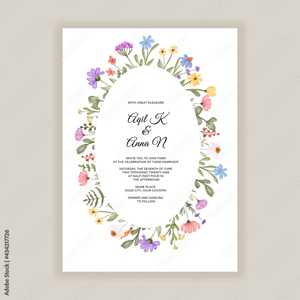 herbs and wildflower wedding invitation background