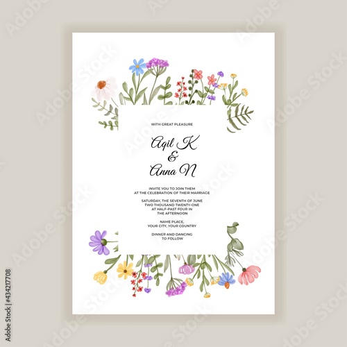 wildflower wedding invitation template