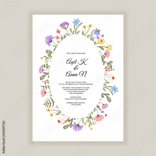 herbs and wildflower wedding invitation background