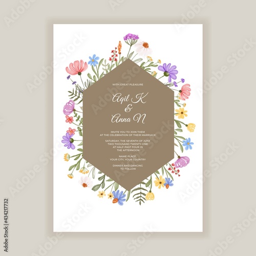 wildflower meadow botanical wedding invitation