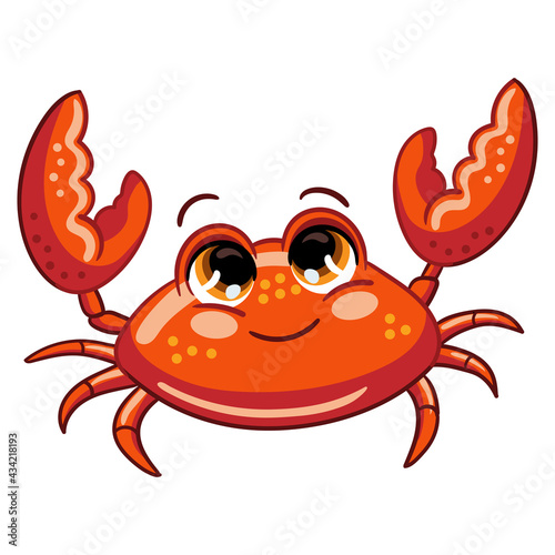 Funny cute ocean crab vector isolated illustration