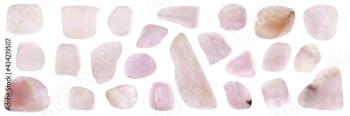 Morganite jewel stones texture set on white light isolated background photo