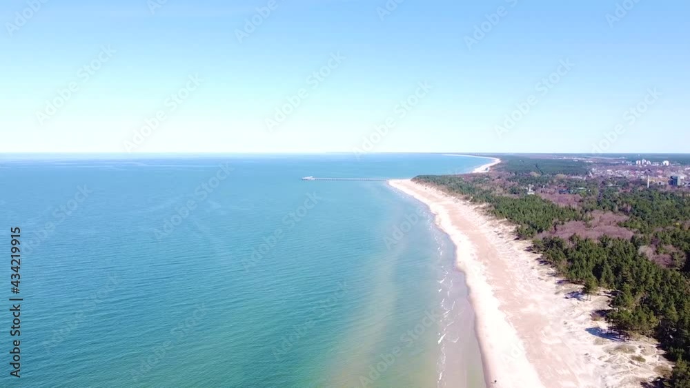 Palanga bridge and sandy coastline on Baltic sea in Lithuania, aerial view Palanga bridge and sandy coastline on Baltic sea in Lithuania, aerial view