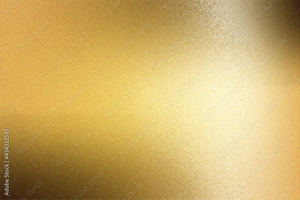 Fototapeta premium Light shining on gold painted metal plate with copy space, abstract texture background