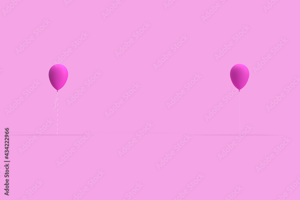 Pink red ribbon balloon background wallpaper copy space decoration ornament gift party celebration festival anniversary happy valentine holiday february  love romance wedding suprise sale.3D render