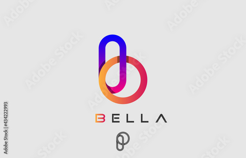 colorful gradient alphabet small letter b, d, q, p logo design