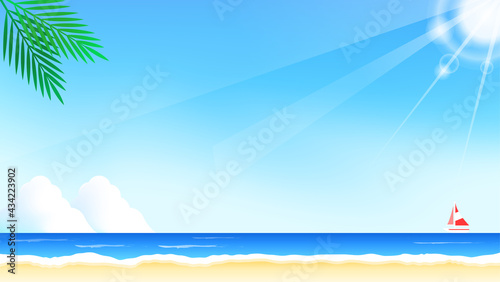夏のビーチ背景_16対9_横長