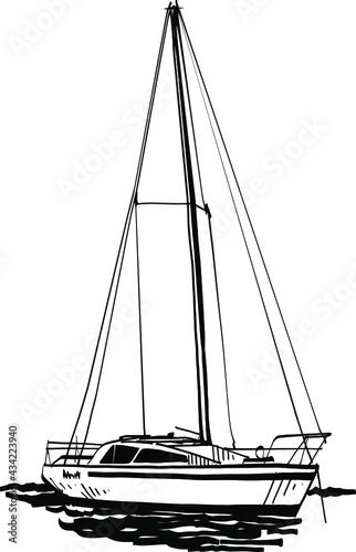 vector illustration of the yacht on the sea