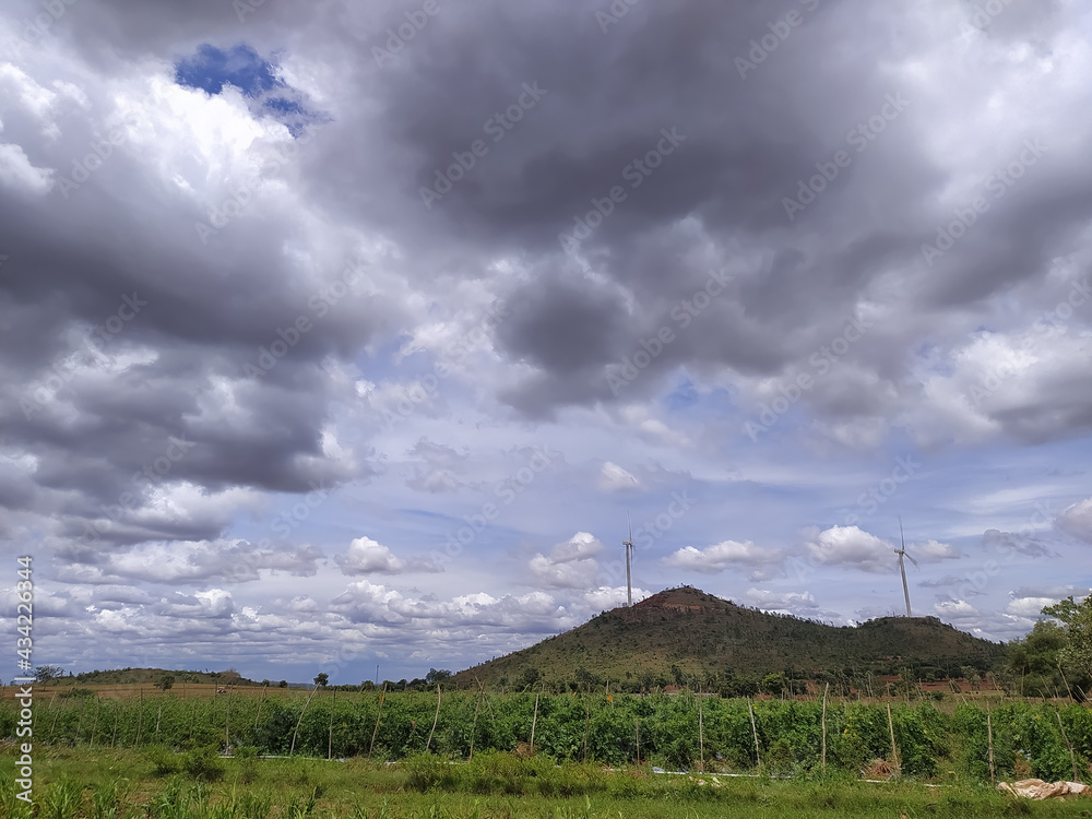 clouds over field