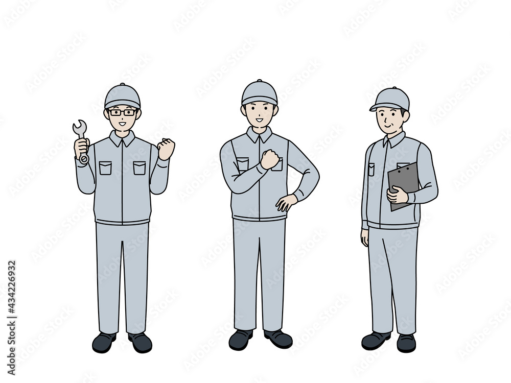 業者 整備士 作業着を着た男性 全身 イラスト素材 Vector De Stock Adobe Stock