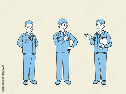 業者　技術者　製造業　男性　全身　イラスト素材