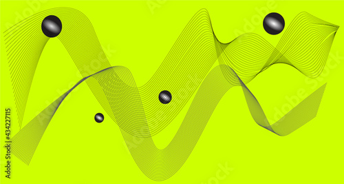 Abstract Black Mesh Background On Lemon Yellow Background